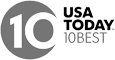 The image shows the USA Today 10Best logo, featuring a large "10" and the text "USA TODAY 10BEST" in a modern font.